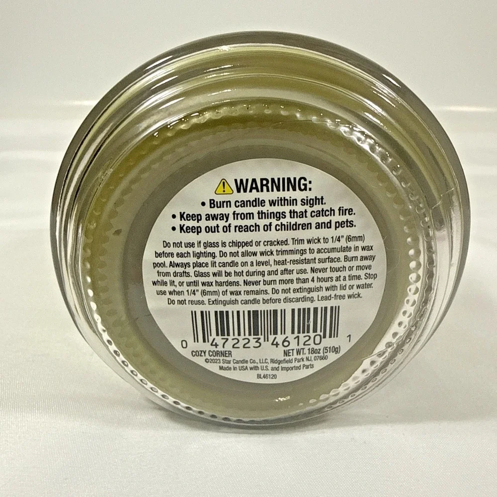 Star Candle Co Cozy Corner Scented Candle 18 oz Sage Green Glass Jar Single Wick